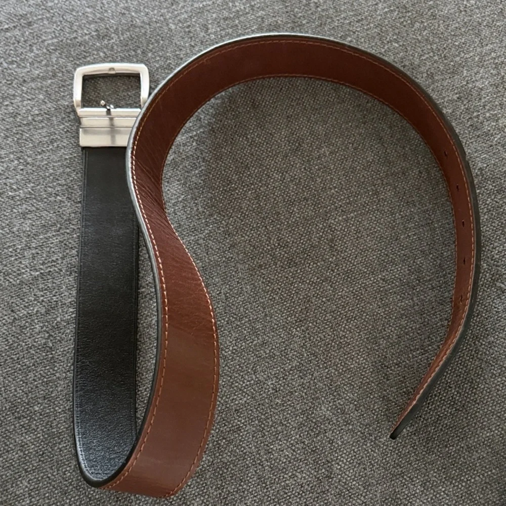 Ralph Lauren Reversible Black and Brown Leather Belt with Silver Buckle